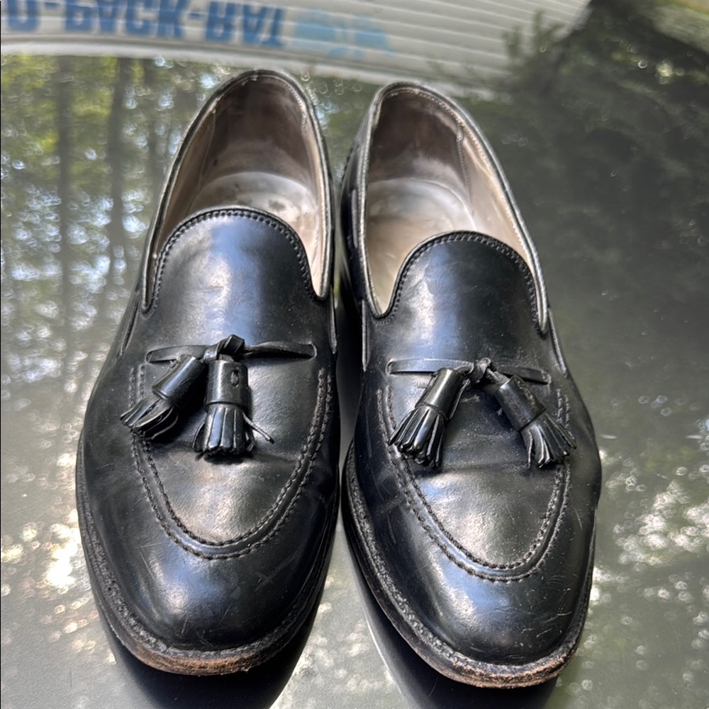 Vintage Brooks Brothers Black Leather Tassel Loafers for Men